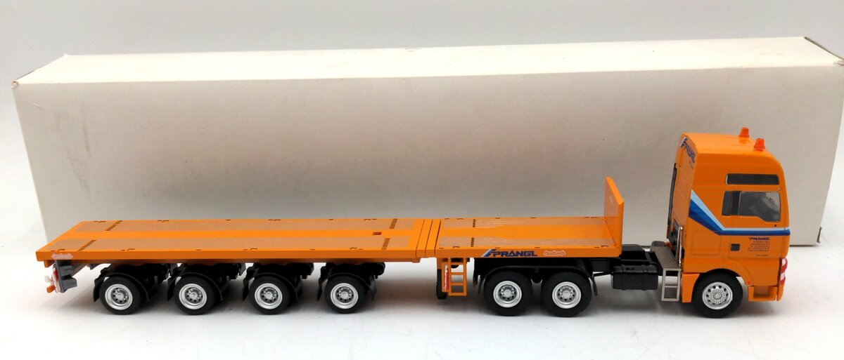 Conrad 66145-0 1:50 Diecast 3-Axel Tractor w/4-Axel Tele-trailer Prangl Truck NIB
