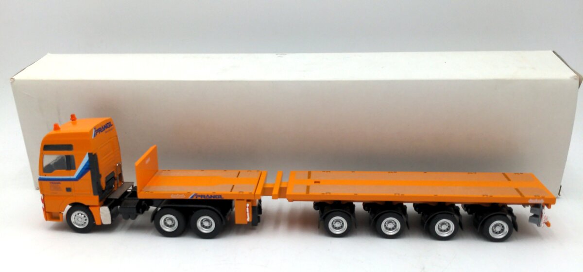 Conrad 66145-0 1:50 Diecast 3-Axel Tractor w/4-Axel Tele-trailer Prangl Truck NIB