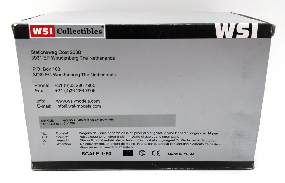 WSI 01-1159 1:50 Max Goll - MAN TGX XXL Truck with Ballast Box and Cover NIB