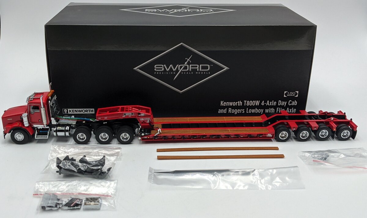 Sword Models SW3102-RR 1:50 Kenworth T800W 4-Axle Day Cab & Rogers Lowboy NIB
