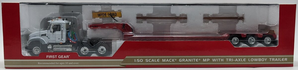 First Gear 50-3115 1:50 Mack Granite MP with Lowboy in White VG/Box