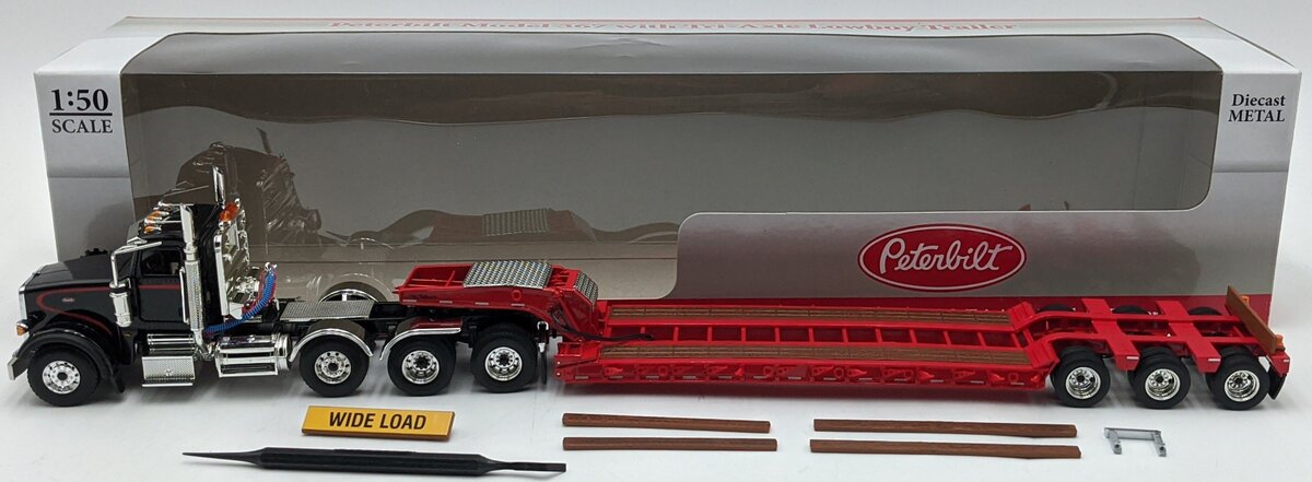 First Gear 50-3184 1:50 Peterbilt 367 Day Cab W/Lowboy Red/Black NIB