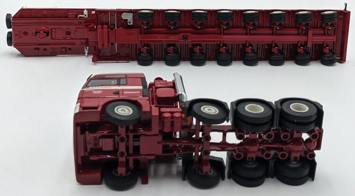 Lion Toys 1:50 MAN Heavy Haul Tractor W/Lowboy Trailer Red & White VG/Box