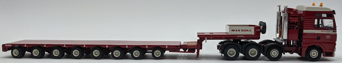 Lion Toys 1:50 MAN Heavy Haul Tractor W/Lowboy Trailer Red & White VG/Box
