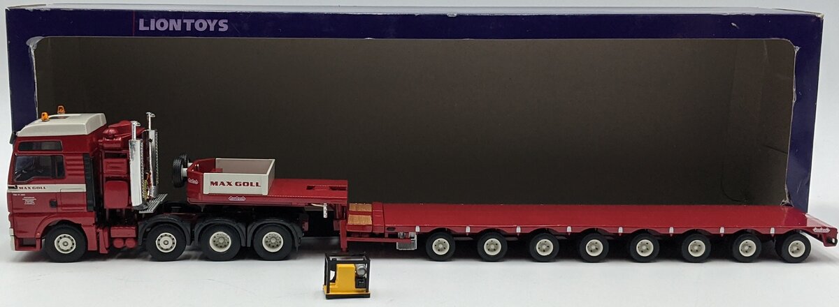 Lion Toys 1:50 MAN Heavy Haul Tractor W/Lowboy Trailer Red & White VG/Box