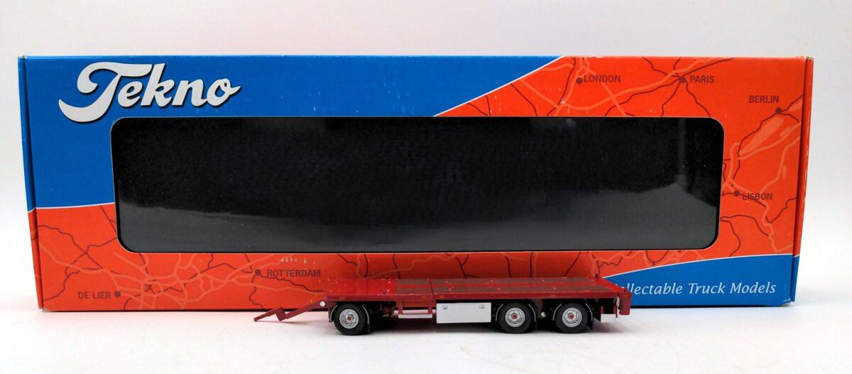 Tekno TB 000074 1:50 Scale Flatbed trailer 3 axle red NIB