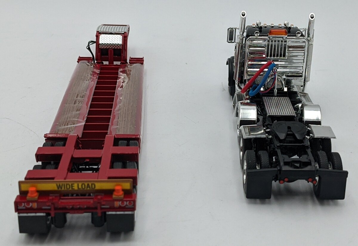 First Gear 50-3379 1:50 Peterbilt Model 367 With Tri-Axle Lowboy Trailer Black NIB