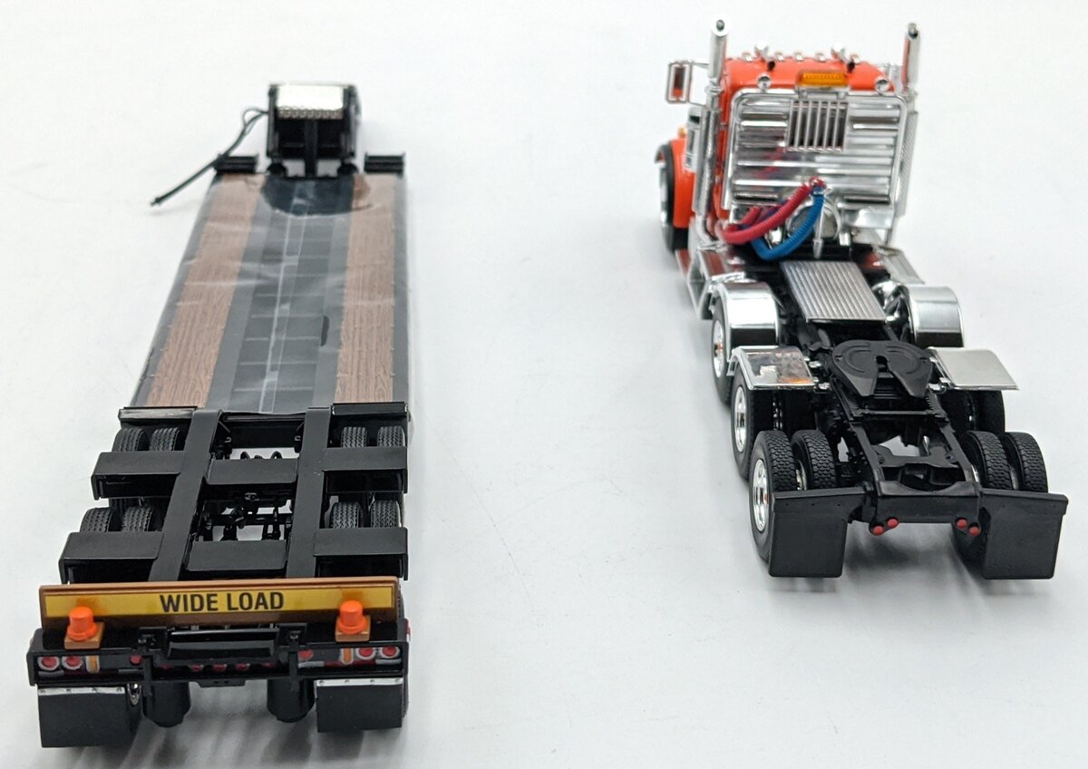 First Gear 50-3356 1:50 Peterbilt Model 367 with Tri-Axle Lowboy Trailer Orange NIB