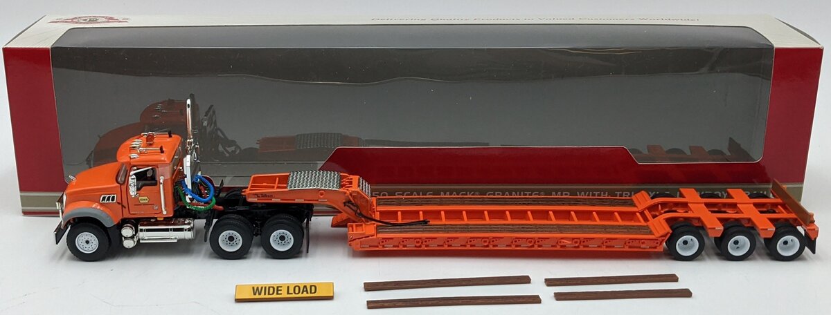 First Gear 59-3103 1:50 Peterbilt 367 Semi Truck W/Lowboy Trailer Orange NIB