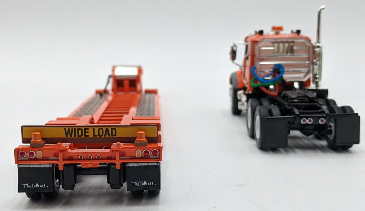First Gear 59-3103 1:50 Peterbilt 367 Semi Truck W/Lowboy Trailer Orange NIB