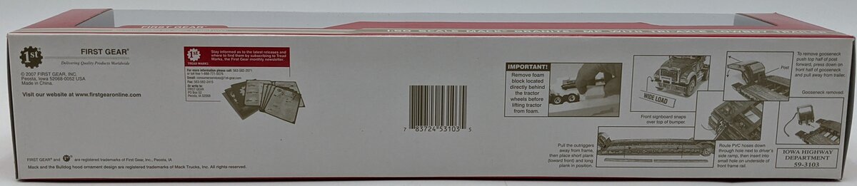 First Gear 59-3103 1:50 Peterbilt 367 Semi Truck W/Lowboy Trailer Orange NIB