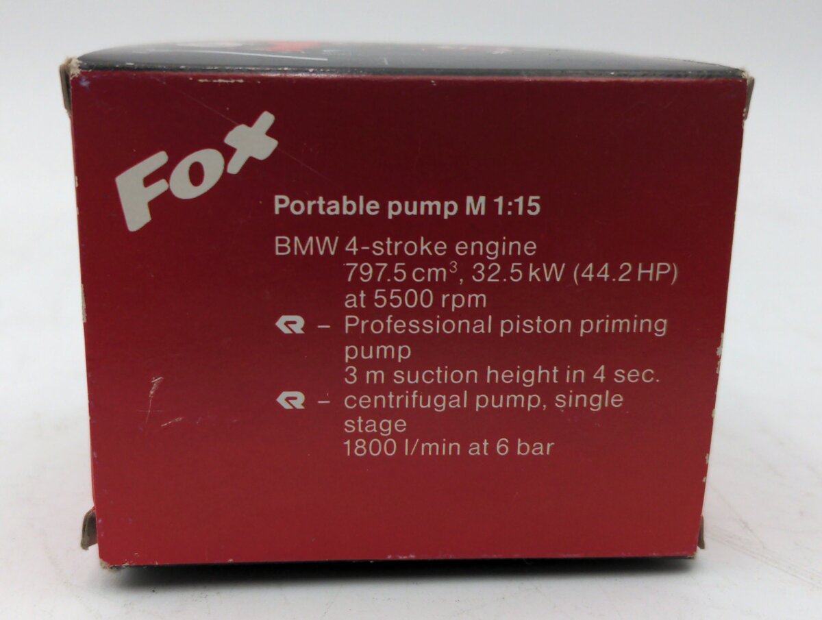 FOX 5403 1:15 Scale Diecast Rosenbauer Portable Fire Pump NIB