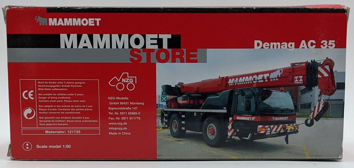 NZG 532 1:50 Terex AC35 2 Axle Mobile Crane - Mammoet NIB