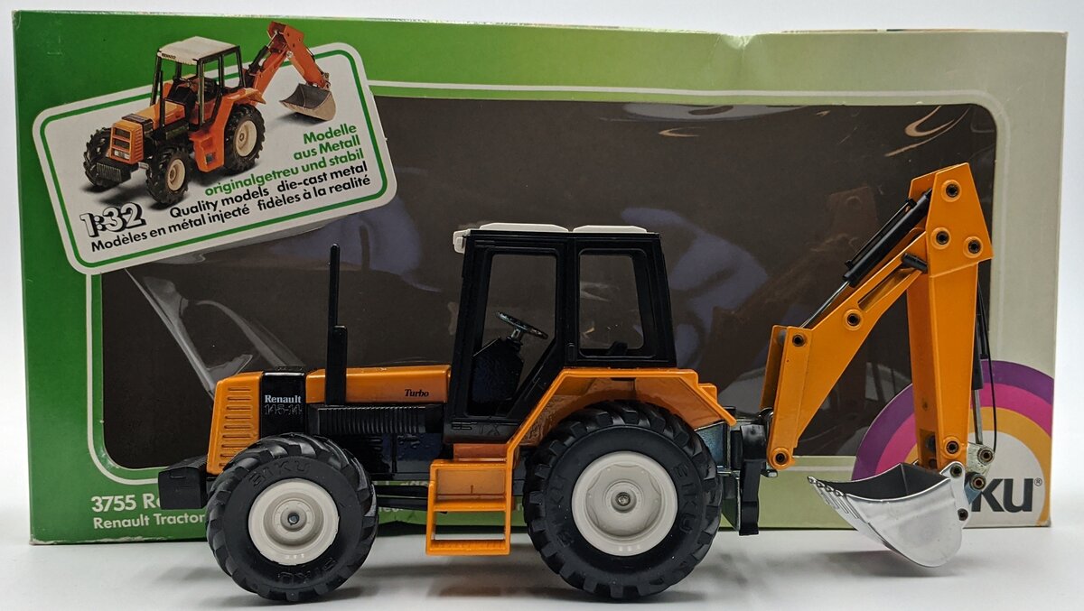 Siku 3755 1:32 Scale Diecast Renault Tractor W/Rear Digger NIB