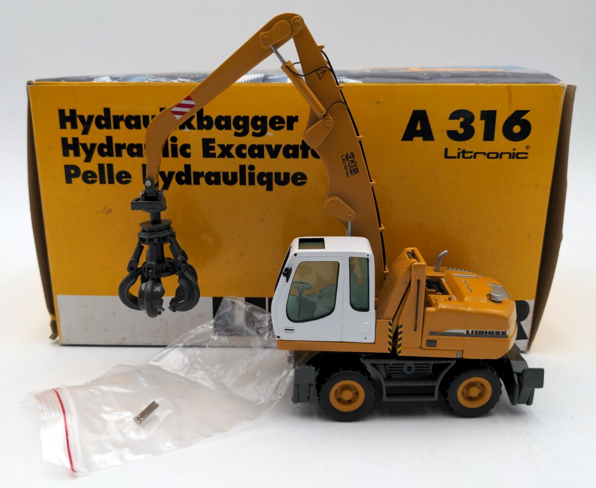 NZG 497 1:50 Scale Diecast Liebherr A316 Excavator w/ Grapple NIB