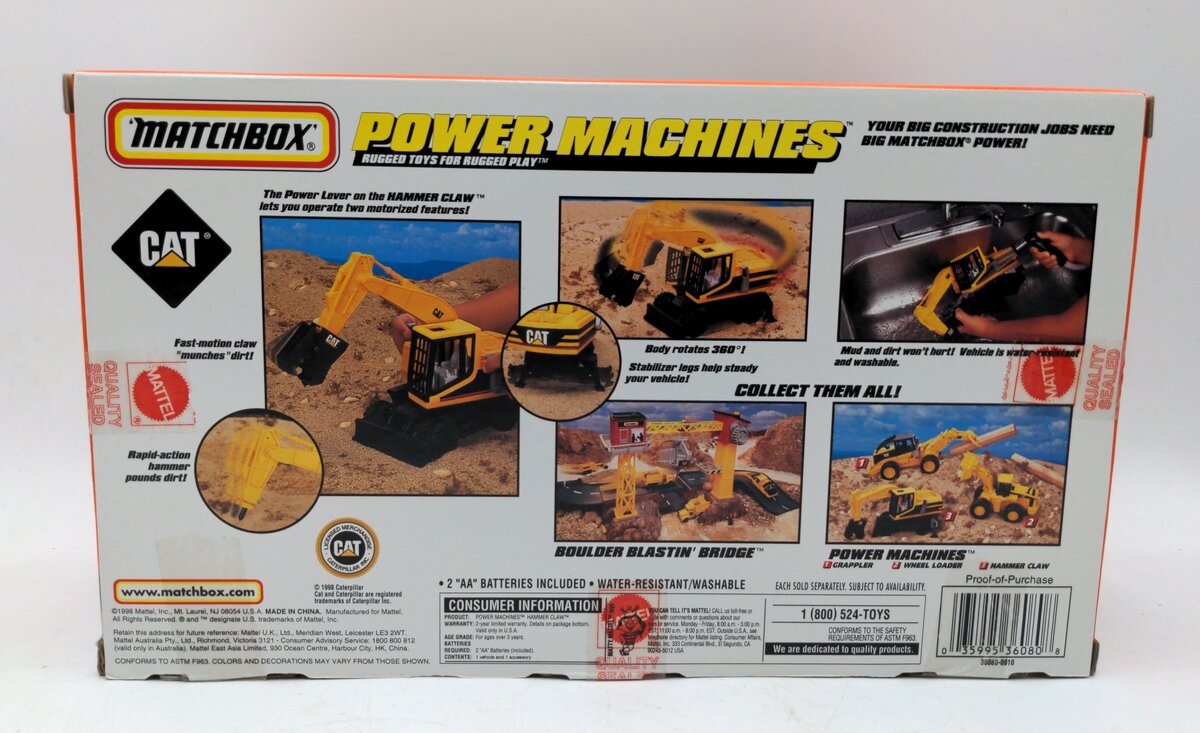 Matchbox 36080 Caterpillar Excavator w/ Hammer Claw NIB