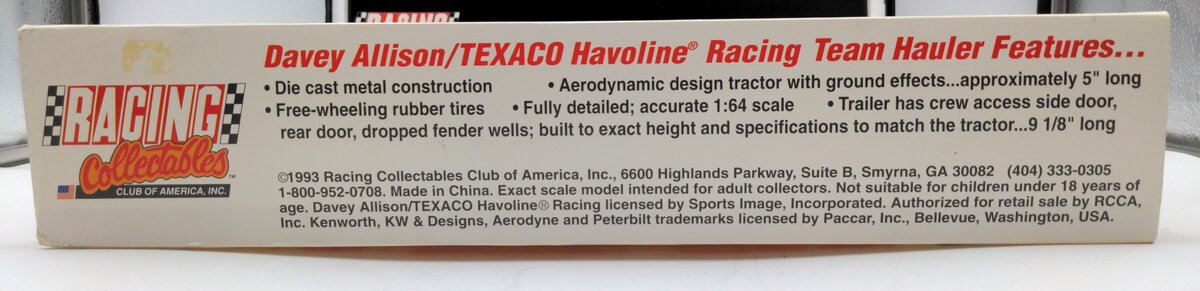 Racing Collectibles 28 1:64 #28 Davey Allison/Texaco Havoline Racing Team Hauler VG/Box