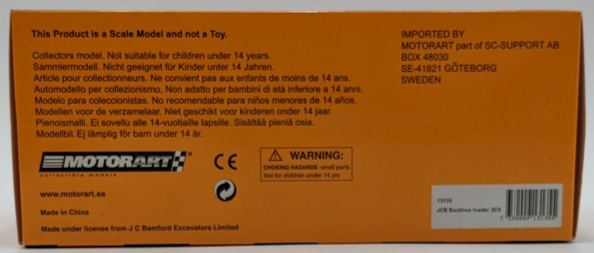 Motorart 13135 1:50 Diecast JCB Backhoe Loader 3CX VG/Box