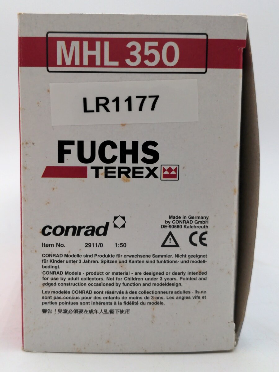 Conrad 2911 1:50 Scale Diecast Fuchs Terex MHL 350 Loading Machine NIB