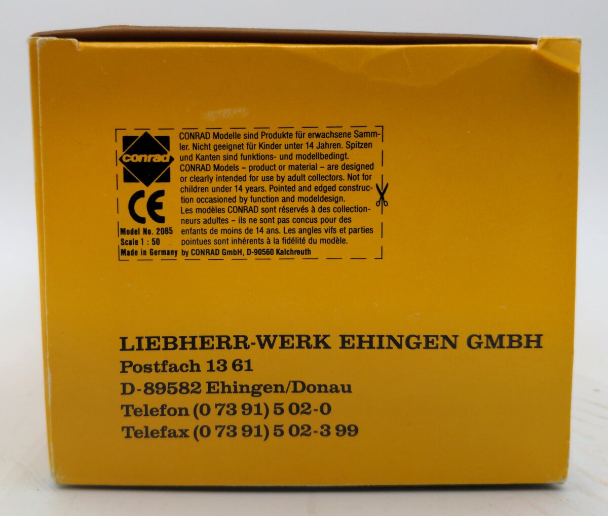 Conrad 2085 1:50 Scale Diecast Liebherr LTM 1100/1 Mobile Crane EX/Box