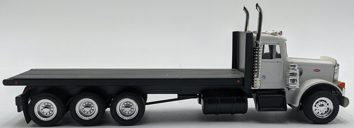 Custom Built 1:50 Diecast Peterbilt Custom Tractor W/Flatbed Trailer White/Black NEW