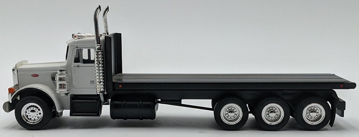 Custom Built 1:50 Diecast Peterbilt Custom Tractor W/Flatbed Trailer White/Black NEW