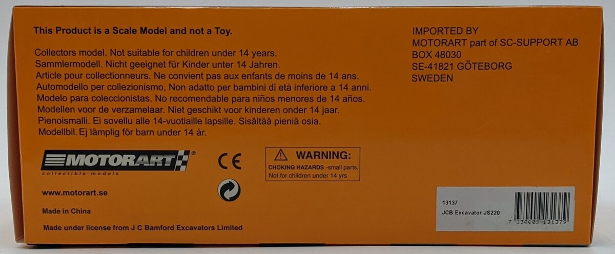 Motorart 13137 1:50 JCB Excavator JS220 NIB