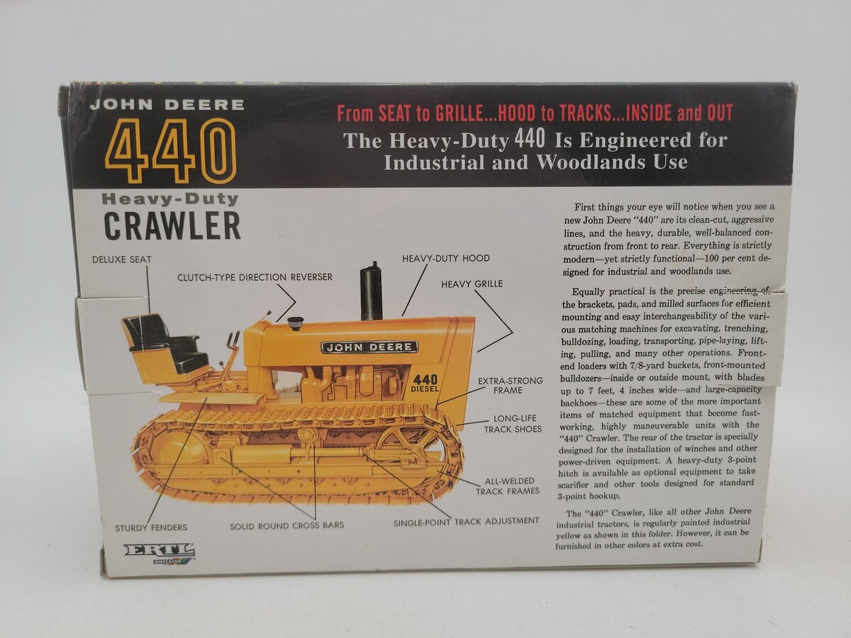 Ertl 16134 1:16 Scale Yellow John Deere 440 Heavy Duty Crawler Die Cast LN/Box