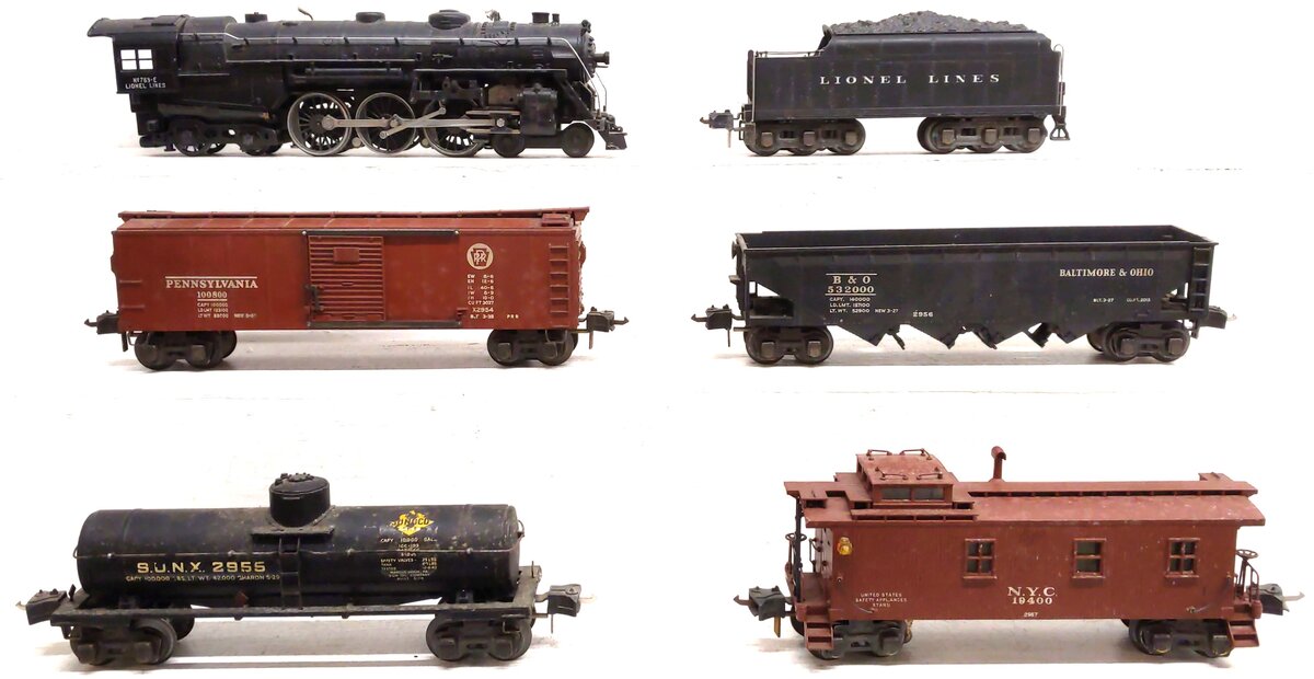 Lionel Vintage O 787W 763-E Steam Locomotive Set w/2957, 2954, 2955, 2956, 2226W VG