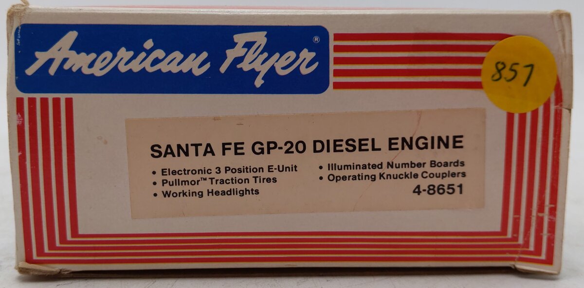 American Flyer 4-8651 S Gauge Santa Fe GP-20 Diesel Engine #8551 EX/Box