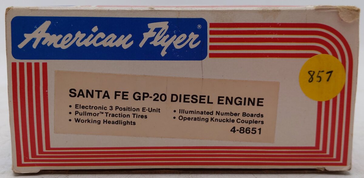 American Flyer 4-8651 S Gauge Santa Fe GP-20 Diesel Engine #8551 EX/Box
