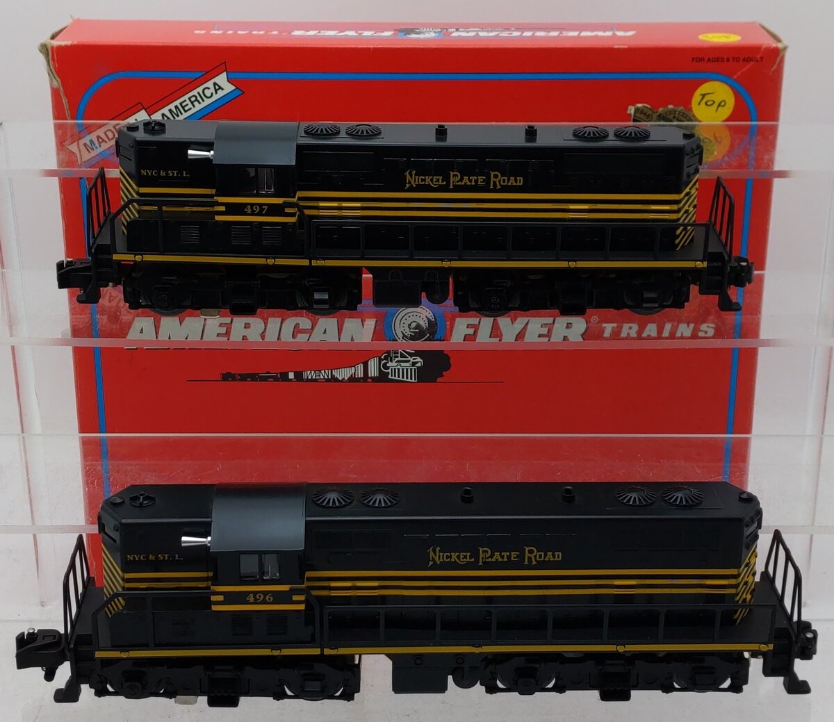 American Flyer 6-48017 S Nickel Plate Road GP-9 Diesel Locomotive Set #496/497 EX/Box