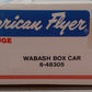 American Flyer 6-48305 S Gauge Wabash Boxcar #48305 VG/Box