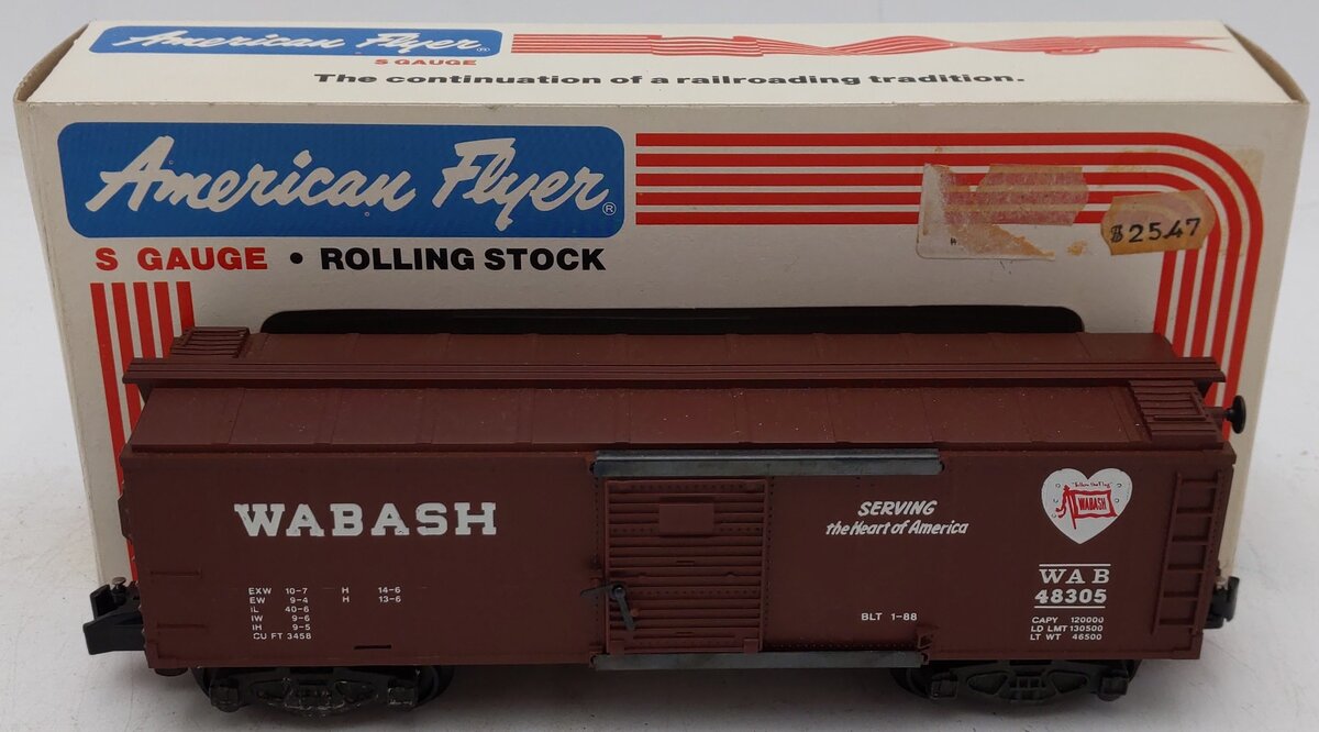American Flyer 6-48305 S Gauge Wabash Boxcar #48305 VG/Box