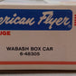 American Flyer 6-48305 S Gauge Wabash Boxcar #48305 VG/Box