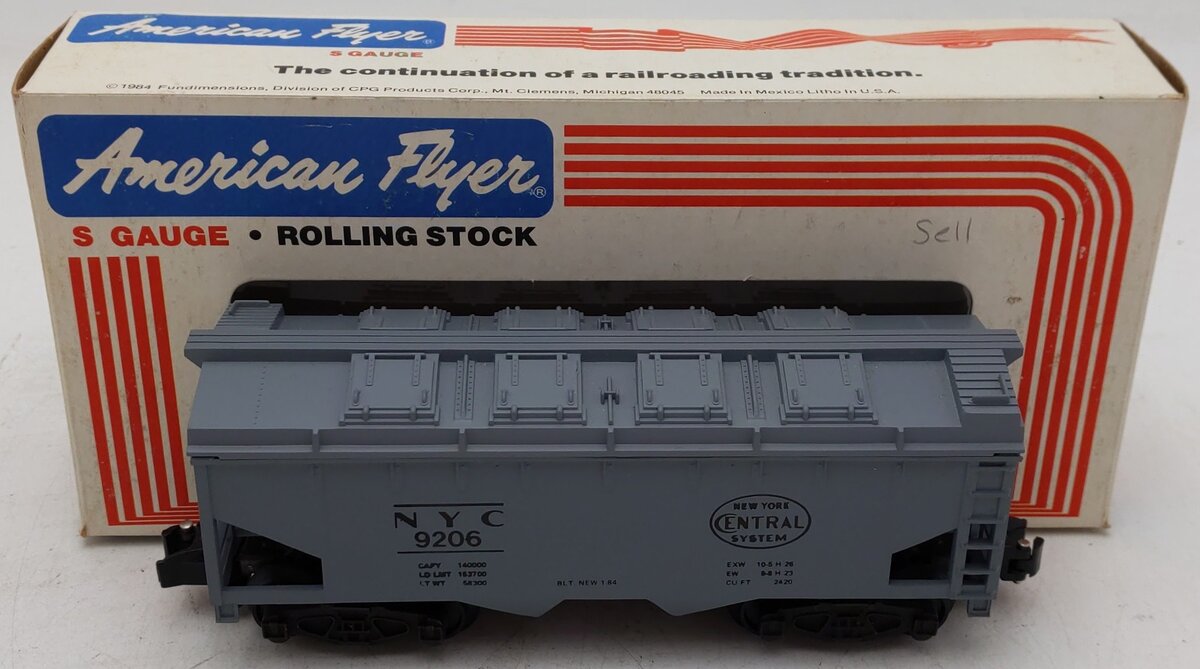 American Flyer 4-9206 S Scale New York Central Covered Hopper #9206 EX/Box