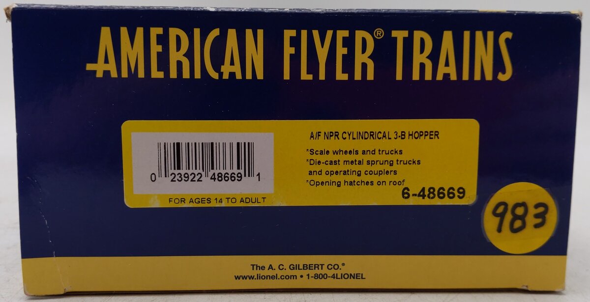 American Flyer 6-48669 S Nickel Plate NS Heritage Cylindrical Hopper #88244 EX/Box