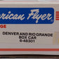 American Flyer 6-48301 S Gauge Denver & Rio Grande Boxcar #48301 VG/Box