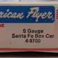 American Flyer 4-9700 S Gauge Santa Fe Box Car #9700 VG/Box