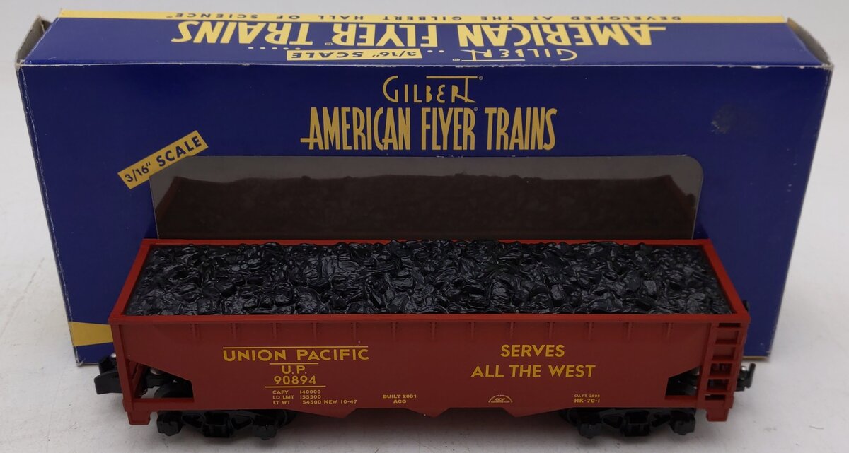 American Flyer 6-48619 S Scale Union Pacific Covered Hopper w/ Coal Load #40894 EX/Box