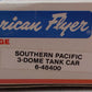 American Flyer 6-48400 S Gauge Southern Pacific Three Dome Tank Car #48400 EX/Box