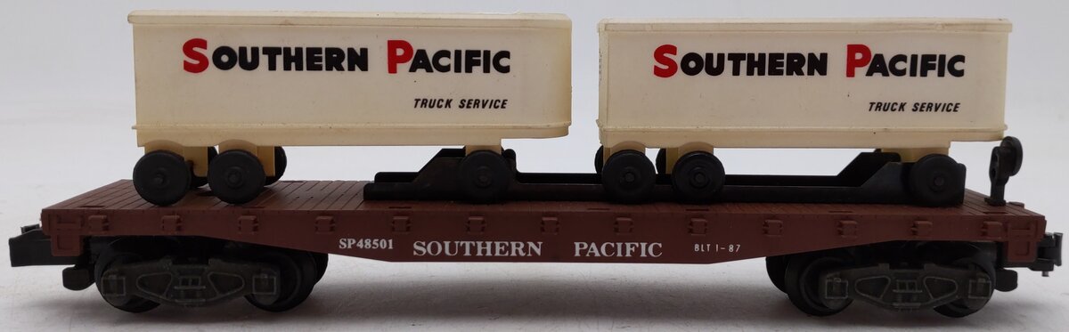 American Flyer 6-48501 S Gauge Southern Pacific Flatcar w/ Trailers VG/Box