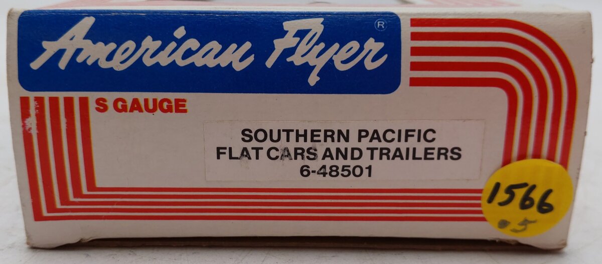 American Flyer 6-48501 S Gauge Southern Pacific Flatcar w/ Trailers VG/Box
