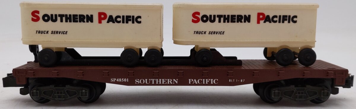 American Flyer 6-48501 S Gauge Southern Pacific Flatcar w/ Trailers VG/Box