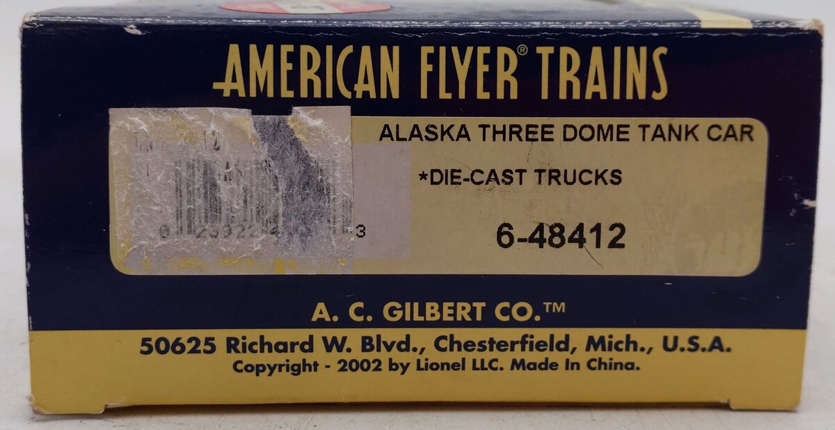 American Flyer 6-48412 S Gauge Alaska 3-Dome Tank Car #48412 EX/Box
