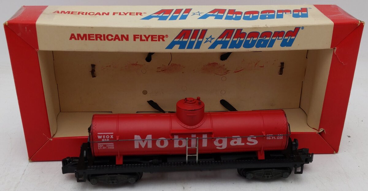 American Flyer 24316 Vintage S Gauge Mobilgas Single Dome Tank Car VG/Box