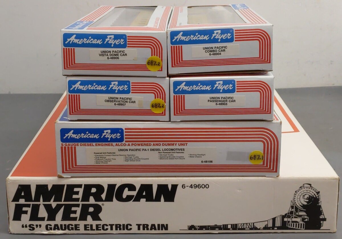 American Flyer 6-49600 S Gauge Union Pacific Pony Express Diesel Train Set EX/Box