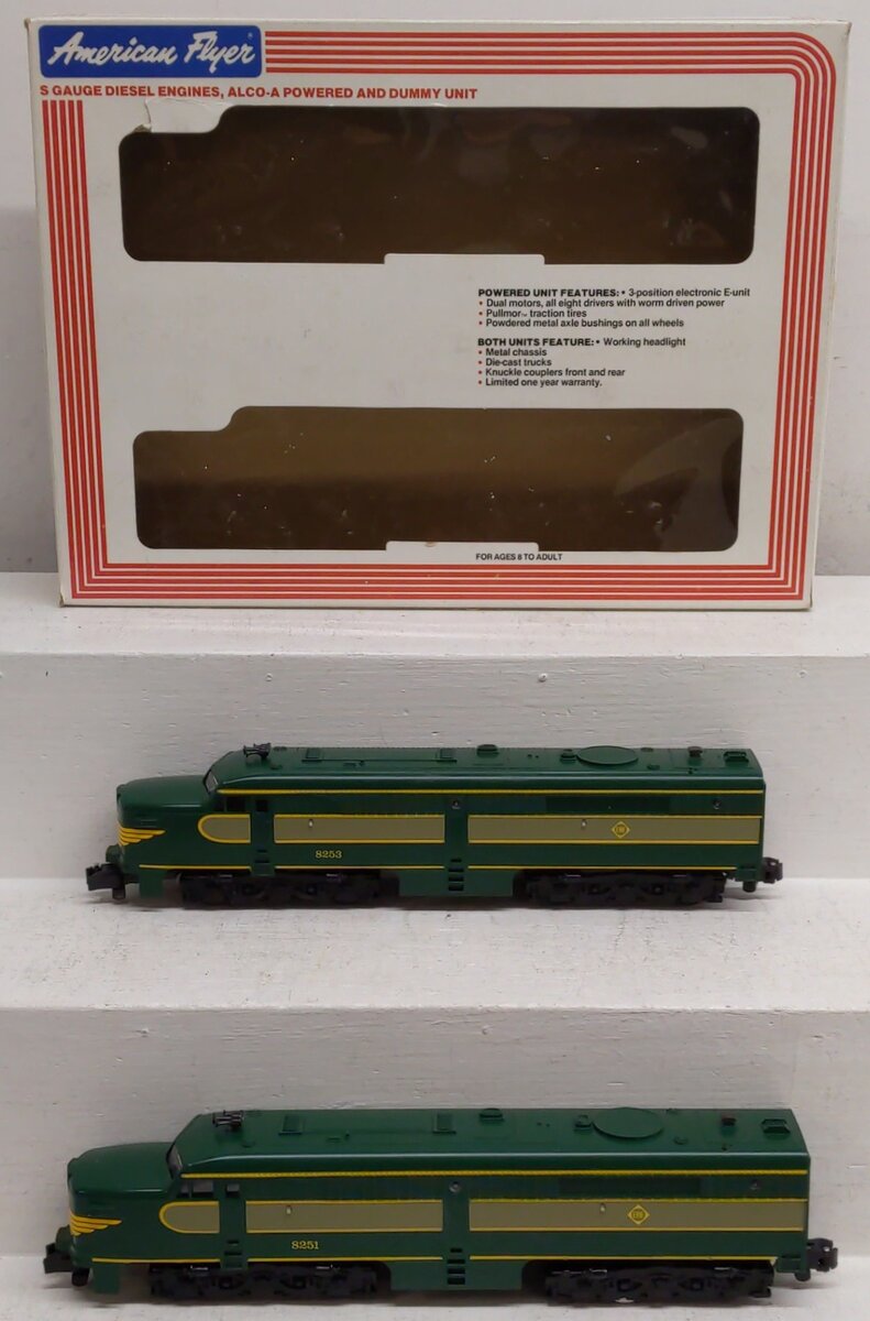 American Flyer 4-8251 S Gauge Erie Alco AA Diesel Locomotive Set EX/Box