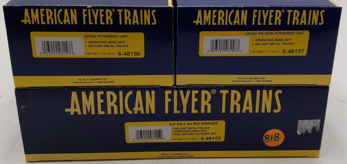 American Flyer 6-48155 S Gauge Rio Grande PA-1 AA Diesel Engine Set EX/Box