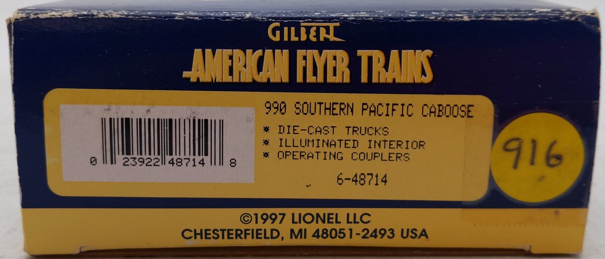 American Flyer 6-48714 S Gauge Southern Pacific Offset Cupola Caboose #990 EX/Box
